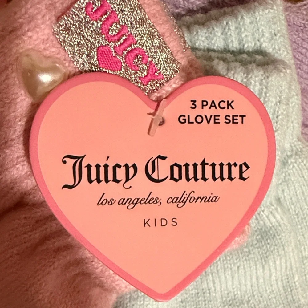 Juicy Couture Kids' Pink, Blue, and Lavender Mittens